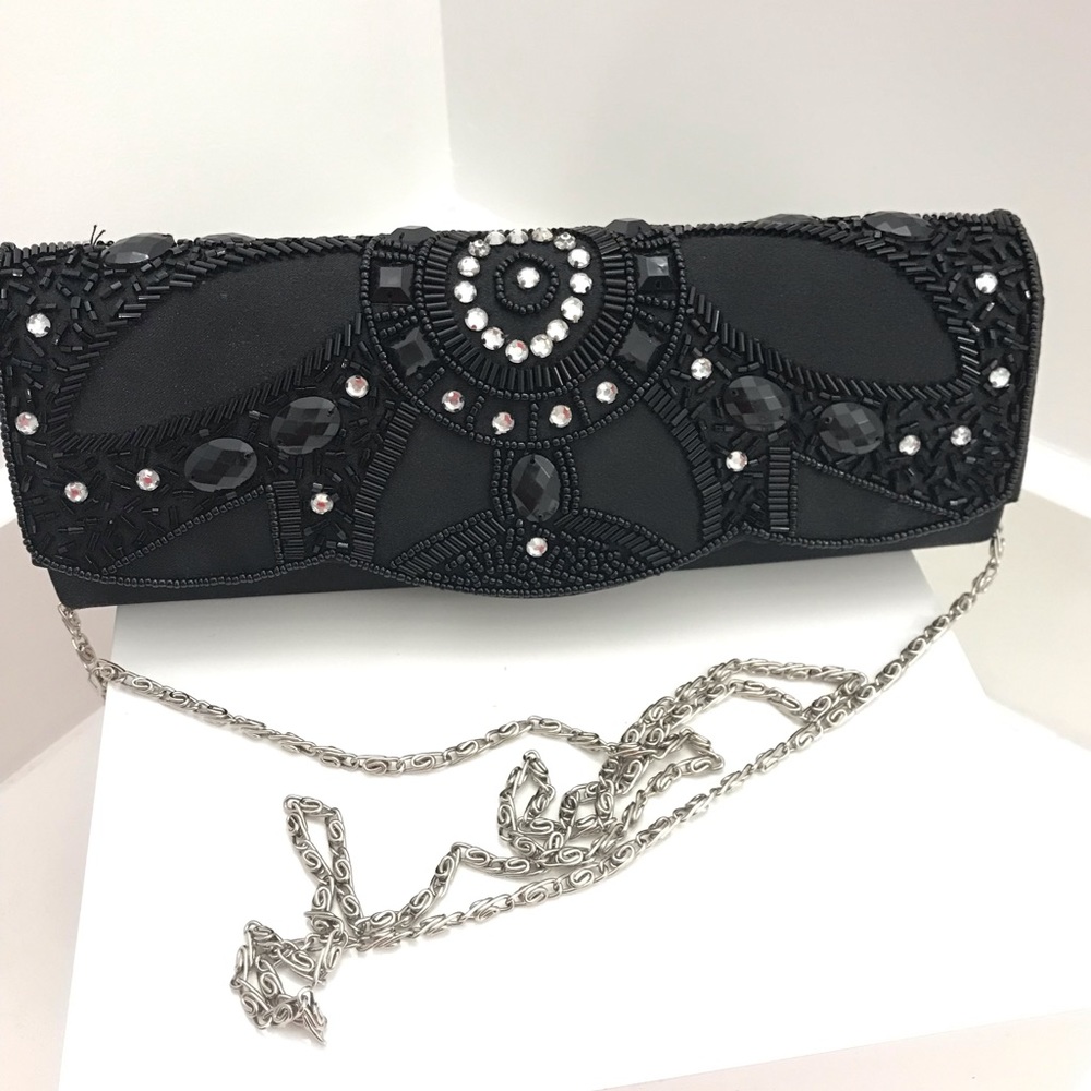 Unique Clutch w/ Rhinestones,studs black💎Crystals